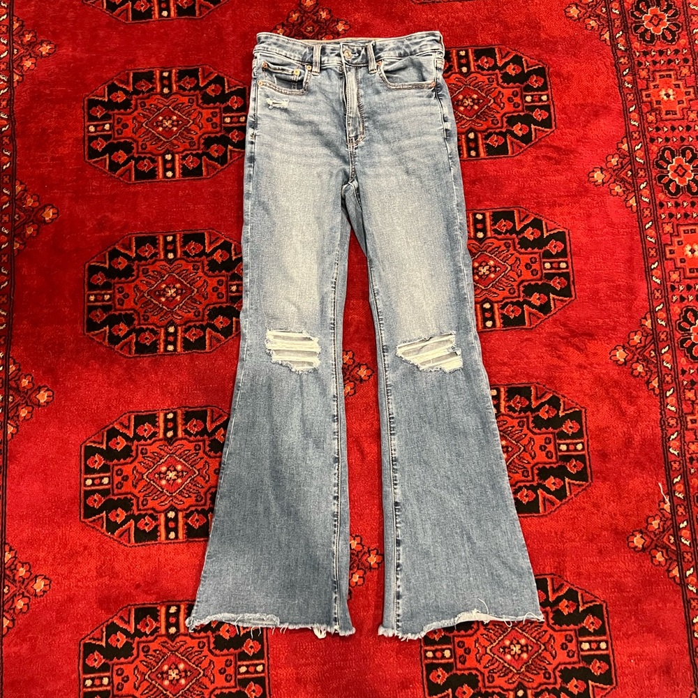 American Eagle Outfitters Blue Flare Wide Leg Jeans